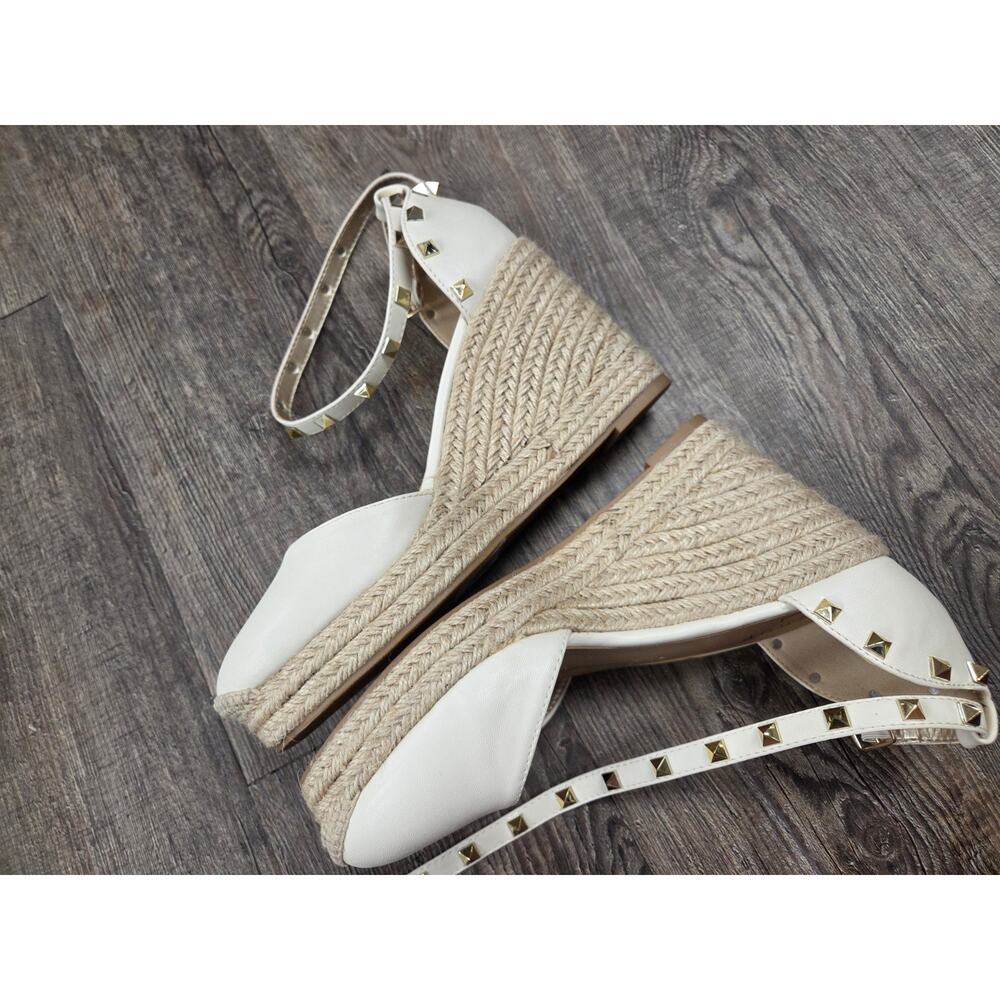 SHUSHOP espadrille wedge sandals Whitney Heels Gold Studs Shoes Size 9 - Picture 5 of 8